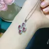 Plata esterlina Alexander con incrustaciones colgante muchos piedra principal 4*6mm atmósfera del cuerpo superior decoloración atmosférica gema no se desvanece