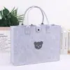 Bolsa de fieltro con diseño de oso lindo - Bolso de mano y de hombro reutilizable para uso diario