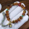 Pulsera Tallada de León y Bestia Auspiciosa Estilo Tíbet DIY con Accesorios de Astas de Ciervo Rojo del Sur para Hombres y Mujeres