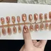 Nuevas en stock, uñas postizas tipo ojo de gato listas para usar, parches iluminadores, piezas de arte para uñas en color ámbar degradado, cortas, medianas y largas