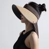 Sombrero de Paja con Protección Solar Estilo Japonés para Mujer, Sombrero de Playa para Verano, Sombrero de Sol Moderno y Dulce, Sombrero de Pescador con Malla Transpirable para el Sol