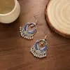 Estilo Étnico Pendientes de Borla de Plata Miao Atracciones Turísticas Accesorios de Vacaciones en Yunnan Gancho de Oreja de Campana Metálica Artística Vintage