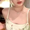Collar de acero de titanio con colgante de gota de agua de circón brillante de moda para mujer, diseño único, exquisito accesorio de cadena para la clavícula