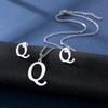 Conjunto de collar y pendientes con 26 letras en inglés, cadena de clavícula de acero inoxidable brillante que conserva el color, de estilo europeo y americano.