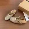 Hermosos medios zapatos estilo francés para mujer, adecuados para usar al aire libre en verano, nuevo modelo 2026, sandalias de slip-on transpirables tejidas huecas