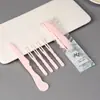 Q06 Nova faca e garfo para bolo da lua bege faca e garfo para bolo da lua azul faca e garfo para bolo da lua rosa faca e garfo para bolo de cinco grãos