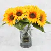 Girasoles Artificiales Transfronterizos, Adornos para Decoración del Hogar, Flores para Bodas, Arreglos de Paisajismo, Ramos de Mano, Flores Artificiales al por Mayor
