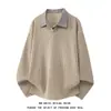 Colección de otoño 2026: nueva sudadera de dos piezas para hombre, estilo color block, con cuello a cuadros, moderna y a la moda, corte holgado, manga larga, con cuello desplegable