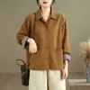 Foto real de blazer casual vintage para mujer, nuevo estilo primavera y otoño 2026, chaqueta corta de solapa de corte holgado