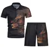 Nueva moda de verano para hombre, polo casual con estampado 3D, cuello camisero, traje casual