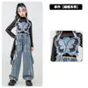 Roupas de Jazz Dance para meninas outono e inverno colete borboleta barriga de fora conjunto palco passarela hip hop moda roupas roupas para performance de Ano Novo