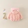 Elegante abrigo suéter forrado de polar para bebés, nuevo top con capucha de dibujos animados para niños de otoño e invierno, abrigo de estilo dulce
