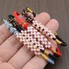 Corda de mão com nó de flor de pêssego treme livro vermelho pequeno com pulseira tecida à mão DIY para enviar namoradas casal contas de transferência de ouro