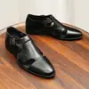 [preventa sin stock] sandalias de cuero convenientes para hombre zapatos de cuero huecos transpirables zapatos de hebilla de cuero formales de negocios