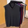 Suéter colete transfronteiriço colete masculino gola V solto cor sólida colete camiseta estilo coreano malha tamanho plus top masculino
