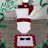 Bestseller internacional Conjunto de capa de vaso sanitário de Natal com boneco sem rosto, conjunto de quatro peças, decorações de vaso sanitário do Papai Noel, suprimentos de Natal