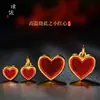 Tienda de oro con alta temperatura quemando azul pequeño corazón rojo corazón corazón colgante con agujero pasante accesorios diy pulsera pulsera collar mujeres
