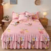 Saia de Cama Dupla Renda Transfronteiriça Conjunto de Três Peças Cobertura de Cama Espessa Antiderrapante Saia de Cama Cobertura de Cama de Peça Única Saia de Cama Atacado