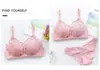 Mi Ai Renda Sem Costura Sem Aro de Aço Fino Sexy Pequenas Mulheres Levanta Seios Pequeno Conjunto de Roupa Íntima Sutiã Sutiã Desabando Acessório Conjunto de Roupa Íntima para Seios