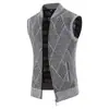 Jaqueta Cardigan Casual Masculina de Outono com Forro de Lã, Colete com Gola Alta, Colete Suéter Multicor Plus Size Outono-Inverno