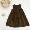 Falda chaleco de estilo coreano para niñas, traje para niños pequeños y medianos, vestido retro de pana para bebé, primavera y otoño, niña pequeña