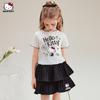Traje de verano para niñas 2025 Nuevo Dulce Fresco Estilo Coreano Traje de falda Dibujos animados Hello Kitty Ropa para niños Mediana y Grande