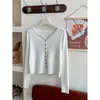 Cárdigan retro de punto suave con cuello en V pequeño, estilo coreano y japonés, para mujer, chaqueta de entretiempo ajustada, top básico versátil