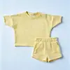 Camiseta de Manga Curta Casual Solta de Verão para Meninos e Meninas Roupa Esportiva Casual Solta Infantil Conjunto de 2 Peças