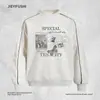 Sudadera con Estampado de Letras de Rapero Costuras de Contraste Cuello Redondo Primavera y Otoño Ropa Urbana Americana para Hombre Pulóver Holgado Ropa Deportiva