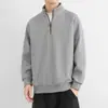 Sudadera con capucha y cremallera para hombre con cuello alto, estilo americano, color liso, simple, versátil, corte holgado, casual, cómoda y moderna para otoño e invierno