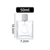 Botella de perfume al por mayor en stock 50ml bayoneta plana cuadrada botella de spray fino cosmético sub-embotellado botella vacía de perfume transparente