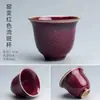 Wg6Q Taza de Té Cerámica Kung Fu Juego de Té Taza de Té Azul y Blanco Taza de Maestro Taza Individual Porcelana Blanca Pintada a Mano Arena Púrpura