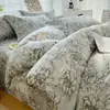 Juego de Cuatro Piezas de Ropa de Cama de Algodón Grueso Estilo Antiguo, Sábana Ajustable 100% Algodón Puro, Funda de Edredón Modelo Nuevo 2026 para Dormitorio, Juego de Tres Piezas de Sábana, Clase A