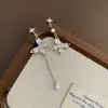 Pendientes de Botón con Borla de Perla de Mariposa para Mujer Aguja de Plata S925 Nuevo Diseño Pequeño de Nicho Sensación de Alta Gama Pendientes de Circonita Accesorios Versátiles para Pendientes