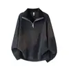 Muxi Roupa Estilo Old Money Retrô Tendência Versátil Meio Zíper Casual Moletom Solto Elástico Manga Longa Top Masculino