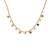 Al por mayor Transfronterizo Europeo y Americano Simple Retro Diseño de Nicho Diamante de Color Cuentas Colgante Chapado en Oro de 18K Acero de Titanio Collar para Mujeres