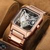 Reloj Mecánico Transparente Hueco de Doble Cara No Automático Reloj de Pulsera para Hombre Reloj de Moda Reloj de Cuarzo Luminoso Impermeable para Hombre Agitar