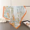 Lenço de Seda Estampado Leve e Elegante Estilo Floresta, Lenço Quadrado de Seda Falsa, Lenço de Pescoço Versátil, Lenço Quadrado Pequeno, Lenço de Cabeça, Lenço para Mulheres