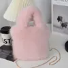 Bolso de Peluche Imitación Piel de Zorro Nuevo Bolso de Mano Transfronterizo Bolso de Mano Japonés y Coreano Otoño e Invierno Bolso Versátil con Cadena Bolso Cruzado Bolso de Mujer