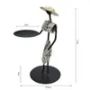 Candelabro de Hierro Vintage Adorno Pequeño Creativo para el Hogar Estilo Europeo Romántico Portavelas Accesorio de Sombrero de Paja Pastoral Decoración de Mesa