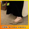 Sapatos Femininos Pretos Bico Fino Salto Bloco 2026 Novo Outono e Inverno Versáteis Delicados Sapatos de Festa para Combinar com Saias Sapatos Peludos