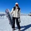 Conjunto de Traje de Esquí Acolchado de Algodón Espeso, Estilo Popular de las Estaciones de Esquí del Noreste, Chaqueta y Pantalones de Esquí Resistentes al Agua y Cálidos para Hombres y Mujeres