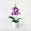 Novo vaso redondo de 8cm 6 flores estilo cálice de jasmim para casa escritório mesa de trabalho toque manual flor artificial planta verde bonsai