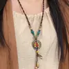 Nuevo Estilo Étnico Chino Retro Bohemio Jingdezhen Cerámica Cuerda Collar Accesorios de Alto Grado Estilo Zen Femenino