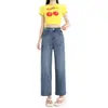 Jeans de Tencel para Mujer Cintura Alta Holgados Adelgazantes Verano Finos Pierna Recta Pantalones Petite Versátiles Cigarrillo Pantalones de Nueve Puntos
