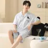 Pijama Nuevo de Pareja 2026 Verano Algodón Puro Manga Corta Shorts Dibujos Animados Lindo Ropa de Casa de Verano para Mujer con Almohadillas en el Pecho