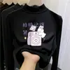 Camiseta de manga larga con forro polar para niña para otoño e invierno, top cálido cepillado de cuello semi-alto para niños