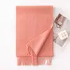 Cachecol de Lã Outono/Inverno 2026 Novo Cachecol Liso para Mulheres Versátil Espesso Quente Xale com Borlas Simples