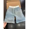 Shorts de Verão Masculino Azul Retro Americano Marca Tendência Finos Cinco Pontos Roupa de Casal Toque de Luxo Calças Hawaiianas Largas Cinco Pontos