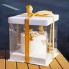 Caixa para Bolo de Aniversário com Base Transparente Espessa 6 polegadas 8 polegadas 10 polegadas 12 polegadas Quadrada Camada Dupla Caixa de Embalagem para Assar Atacado